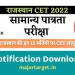 Rajasthan CET 2022 Notification Common Eligibility Test, Exam Date, Syllabus - यहां देखें पूरी जानकारी